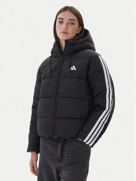 Пуховик Adidas в полоску черный