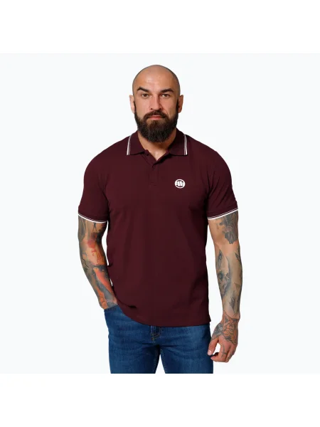 Мъжка поло риза Pitbull West Coast Pique Stripes Regular burgundy