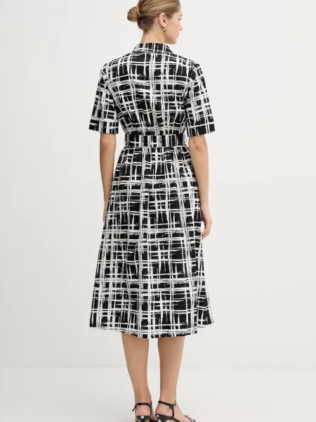 Dkny sukienka midi rozkloszowana czarny