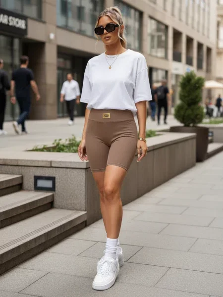 Pantaloni scurți de sport Dstreet alb