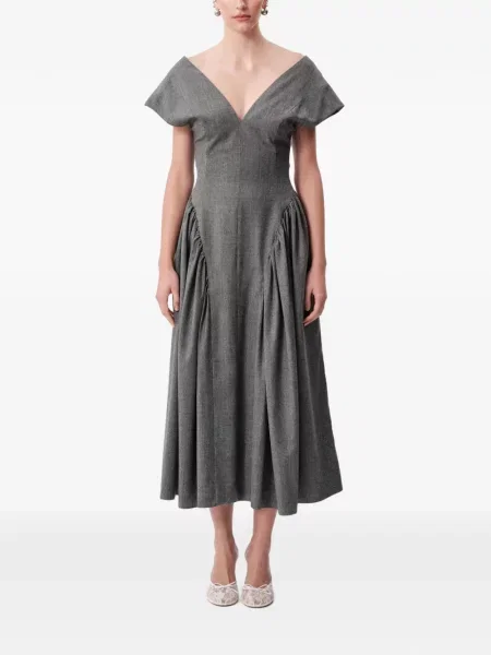 Rochie midi Concepto cu decolteu în V evazată gri