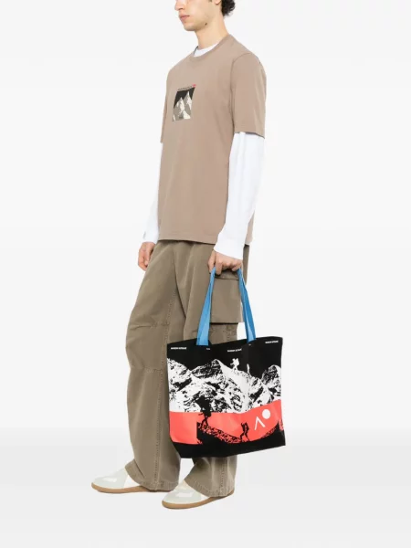 Geantă Maison Kitsune cu imagine negru