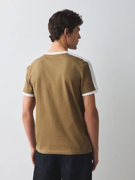 Next Tricou kaki alb