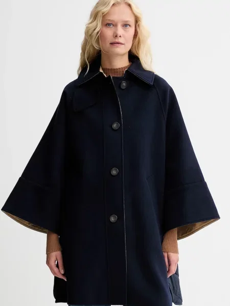 Plašč z dodatkom volne Weekend Max Mara RUFO mornarsko modra