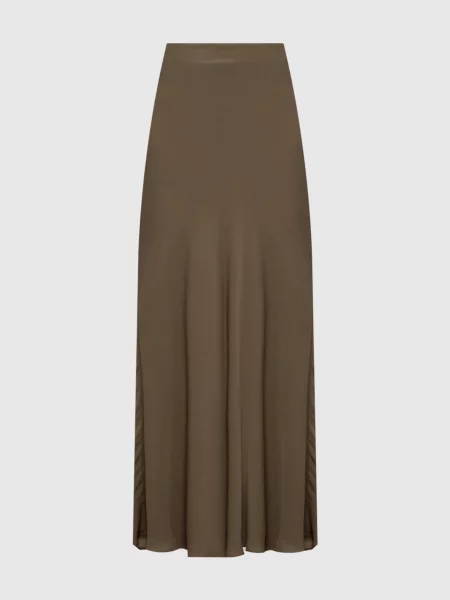Спідниця максі із шовку кольору Jacob Lee хакі