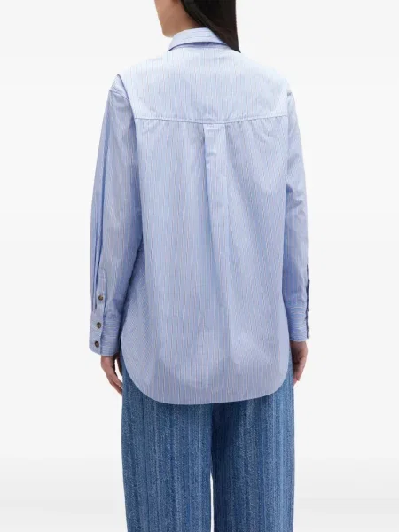 Cămașă Ganni cu dungi albastru