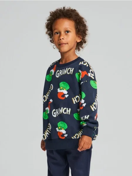 Sinsay Mikina typu crewneck Grinch námořnická modrá