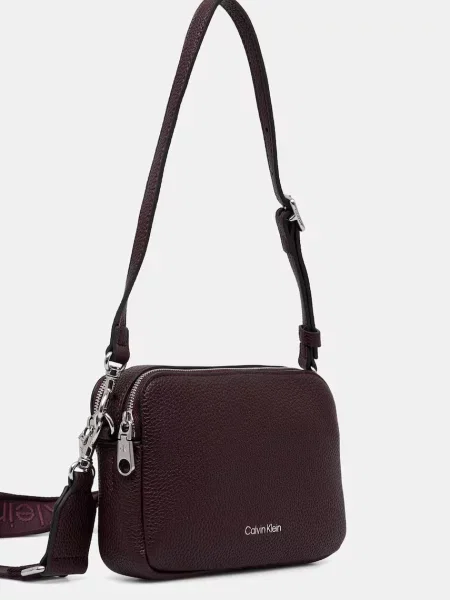 Geantă Calvin Klein Webbing 2X Strap Camera Bag Maro roșu