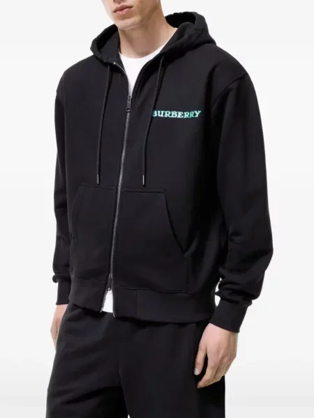 Kapucnis melegítő felső Burberry autogrammal fekete