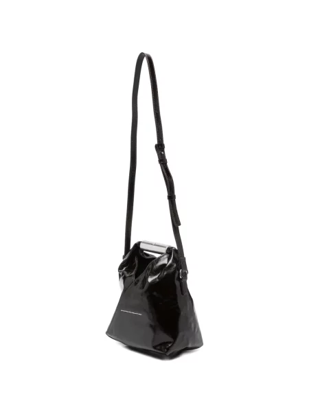 Кожена шопинг чанта Mm6 Maison Margiela от лакирана кожа кафяво