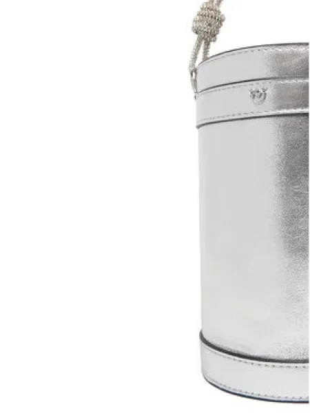 PINKO Kabelka Mini Bucket Manico PLTT strieborná