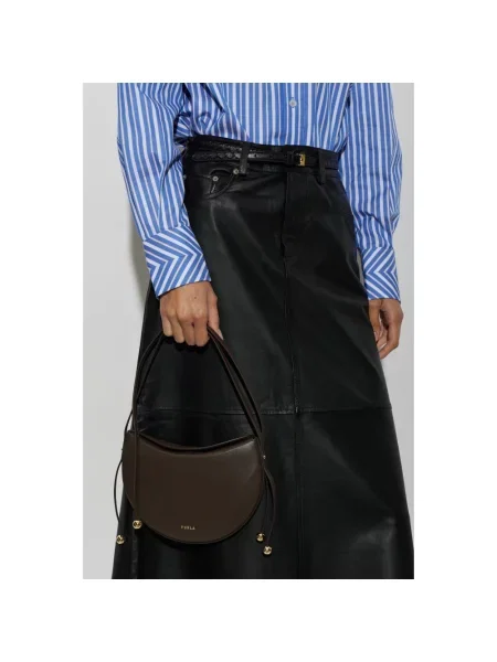 Furla torebka crossbody skórzana Moonstone S brązowa