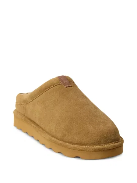 Matlasat papuci de casă Polo Ralph Lauren tricotate maro