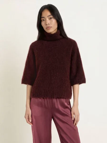 Stylein Úpletové Tričko Nyssa S Mohérem tmavě červená