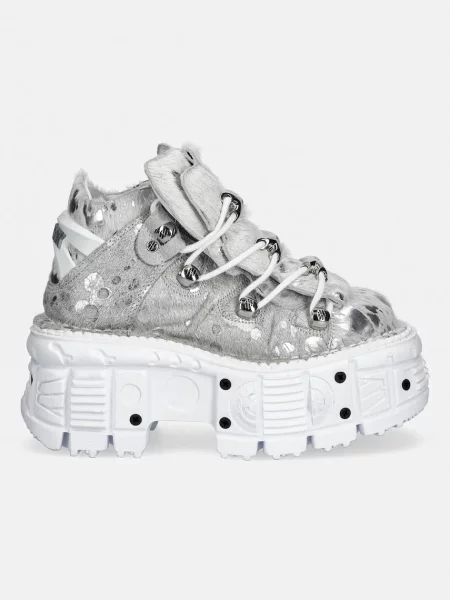 Шкіряні кросівки New Rock PELO CALVAS BLANCO PLATA TANK BLANCO TORN