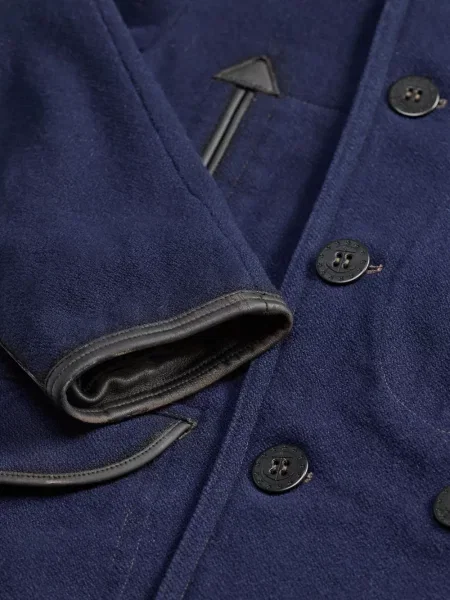 Кожено двуредно палто Ralph Lauren Rrl синьо