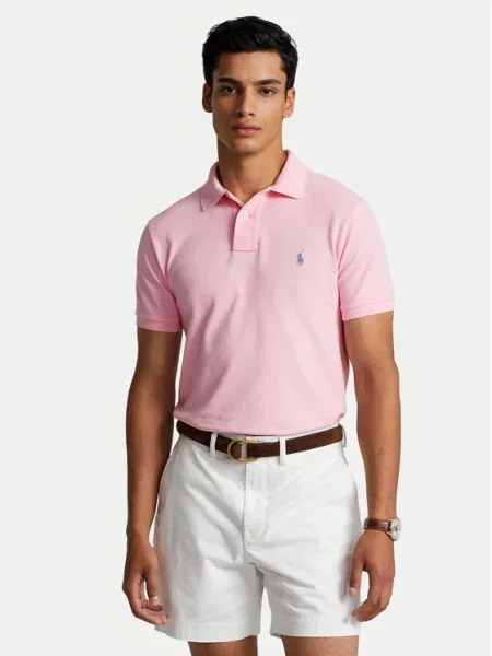Koszulka polo Polo Ralph Lauren z autografem z krótkim rękawem różowa