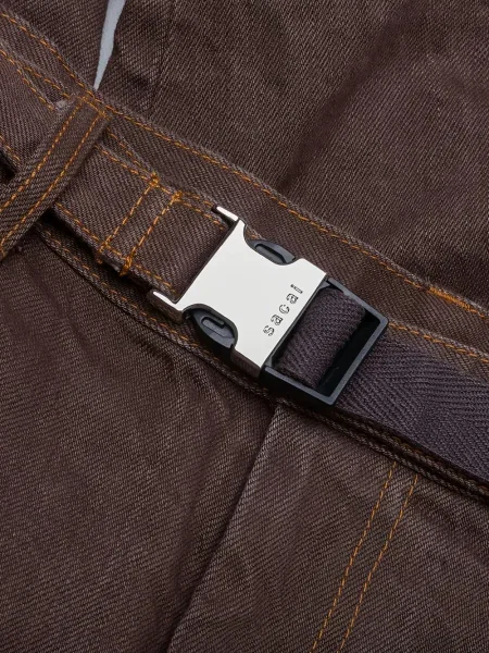 Pantaloni cargo Sacai cu cataramă maro