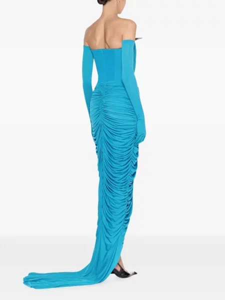 Rochie maxi Chats By C.dam drapată albastru