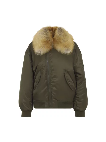 Kurtka skórzana Saint Laurent zielona