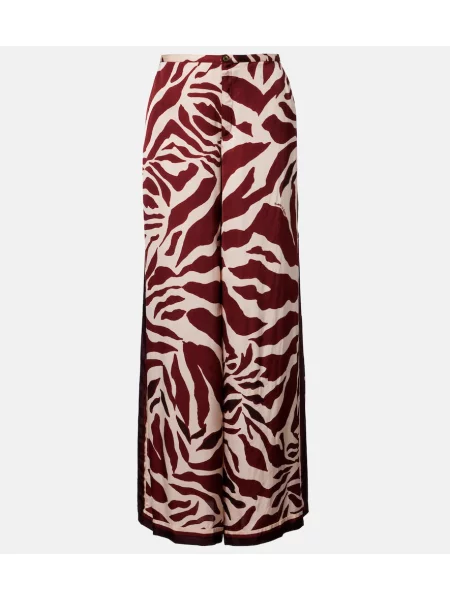 Pantaloni palazzo Poupette St Barth cu imagine cu imprimeu animal print maro