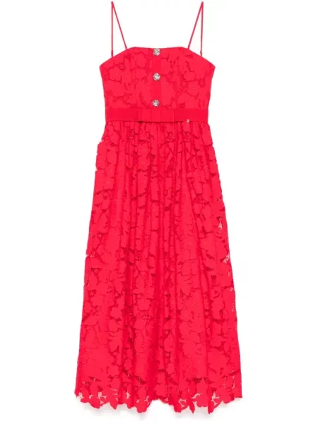 Rochie midi Nissa cu model floral din dantelă până la genunchi roșu