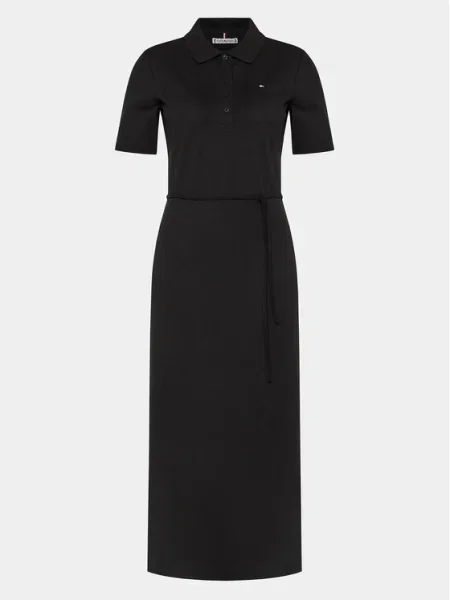 Tommy Hilfiger Rochie de zi Reg Breton Midi Polo Dress Ss negru
