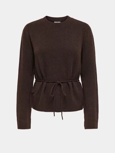 Джемпер JDY ELSA LIFE L/S ON TIE WAIST PUL темно-коричневий поліестер/акрил коричневий