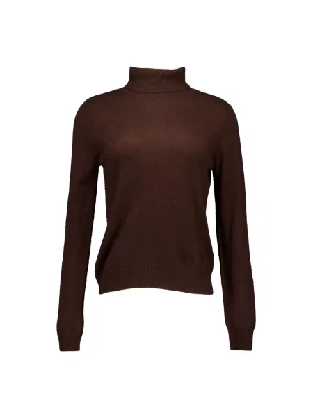 Lniany sweter z golfem Absolut Cashmere brązowy