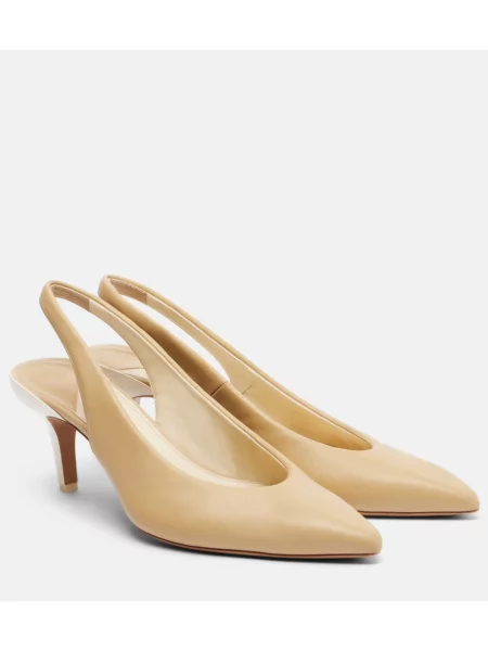 Pantofi cu toc Chloé din piele slingback bej