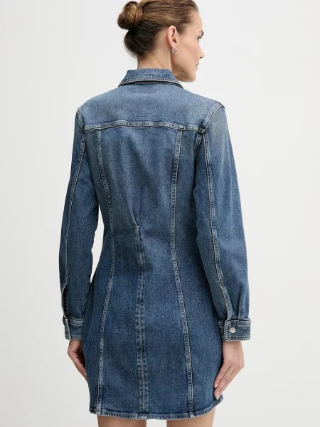 Džínové šaty Calvin Klein Jeans mini přiléhavé modrá
