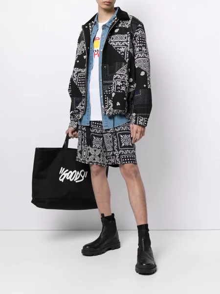 Raštuotos kargo šortai Sacai juoda