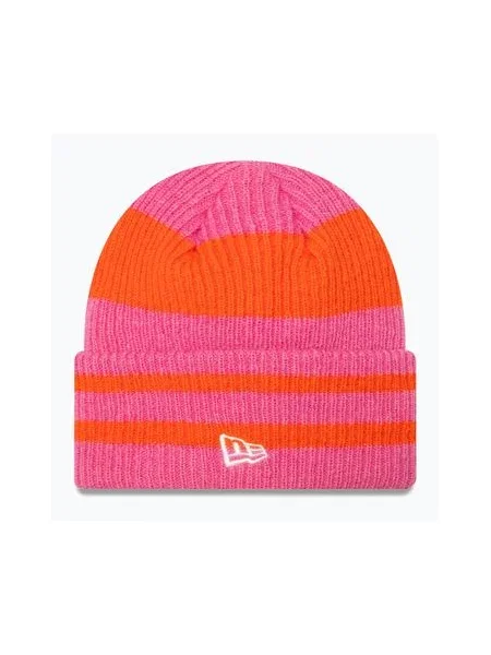 Трикотажная шапка New Era в полоску розовая