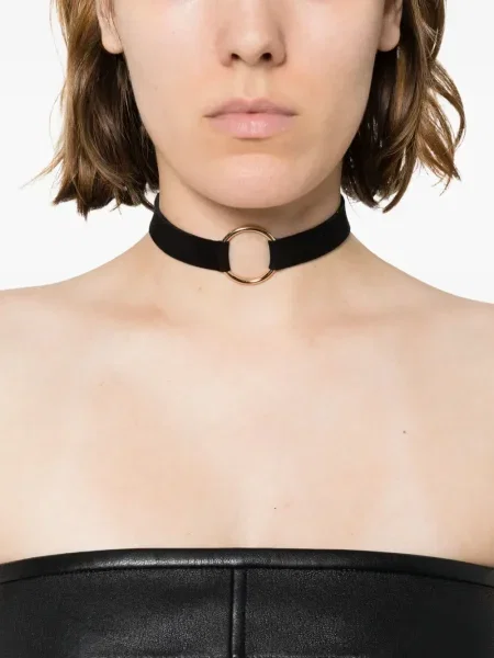 Colier Manokhi din piele de căprioară negru