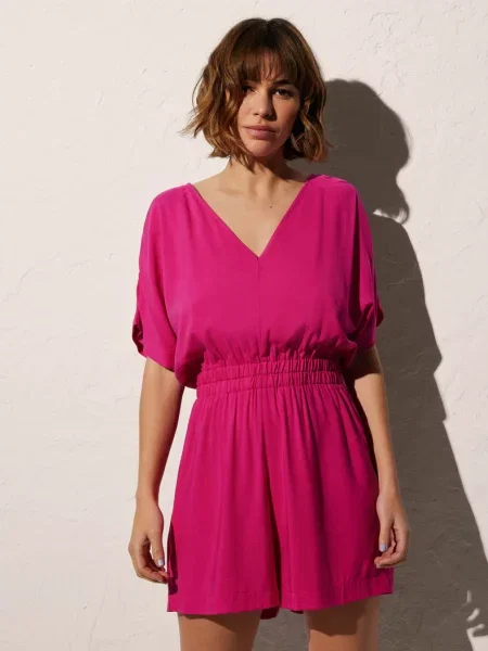 Летний женский комбинезон рожевий