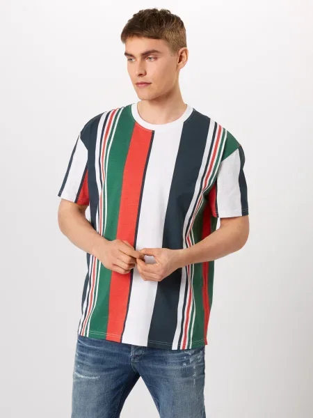 Urban Classics Tricou bleumarin / verde / roșu alb