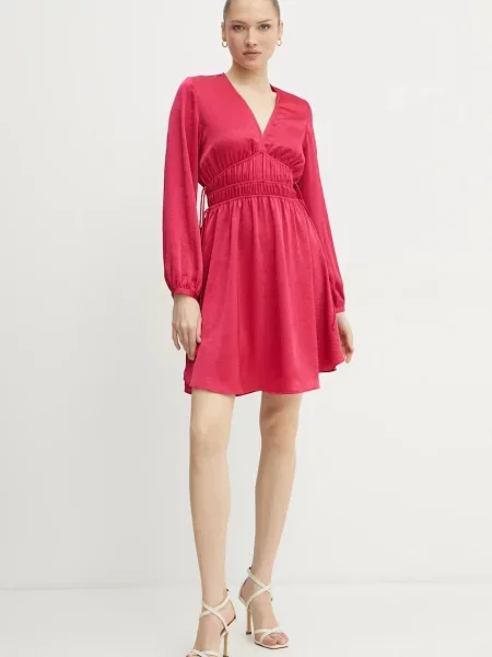 Сукня BOSS Orange mini розкльошена рожевий