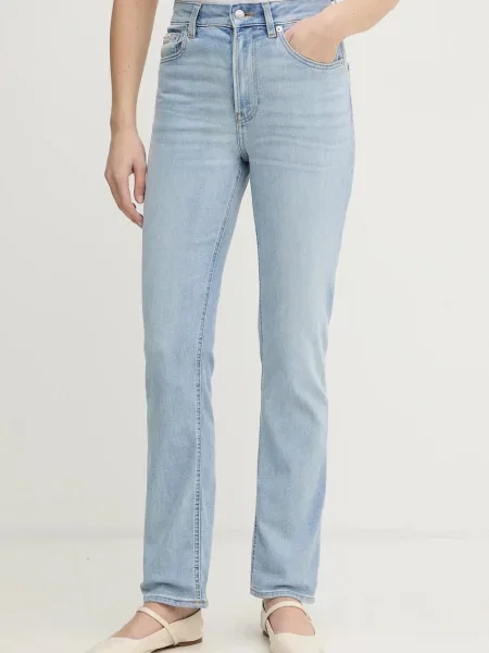 Traperice Calvin Klein Jeans visoki struk plava