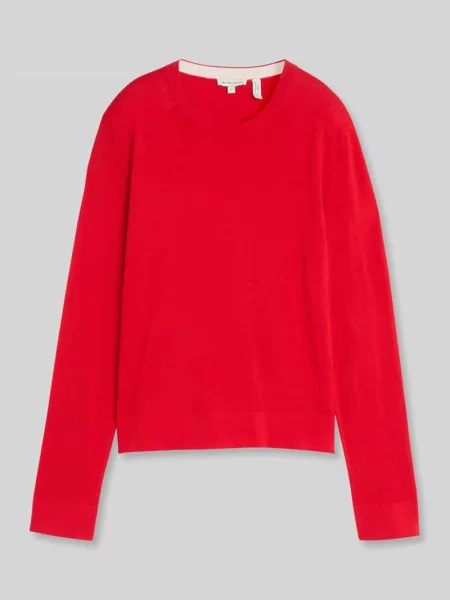 Sweter krój regular fit z mieszanki bawełny z dodatkiem jedwabiu Tom Tailor czerwony
