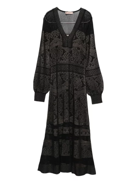 Rochie maxi Twinset cu decolteu în V de costum negru