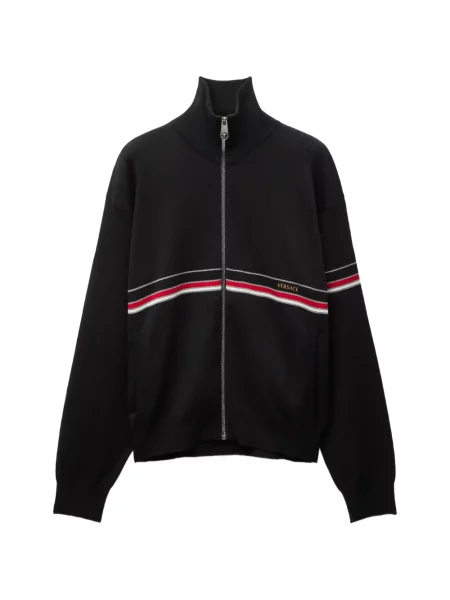 Cardigan Versace tricotate cu autograf negru