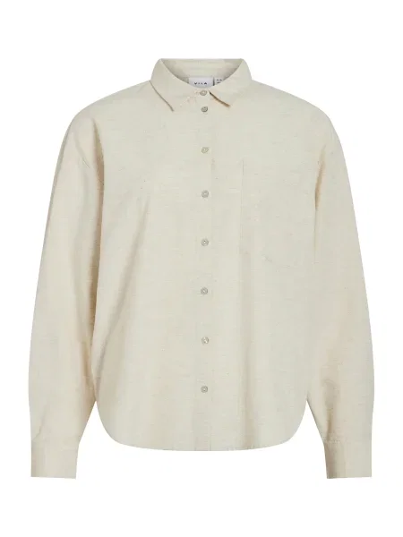 VILA Bluză alb lână bej