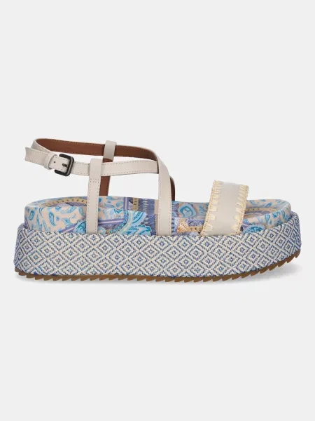 Шкіряні сандалі Kurt Geiger London Chelsea Flatform Sandal на платформі бежевий