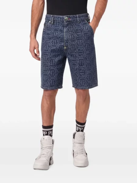 Pantaloni scurți din denim Philipp Plein albastru