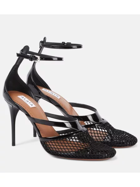 Pantofi cu toc Alaïa din piele de lac negru
