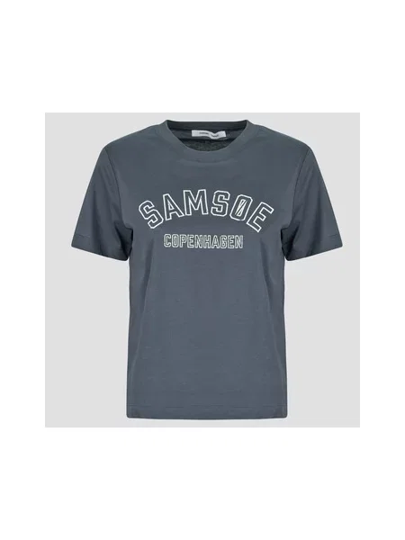 Majica Samsoe Samsoe s kratkimi rokavi modra