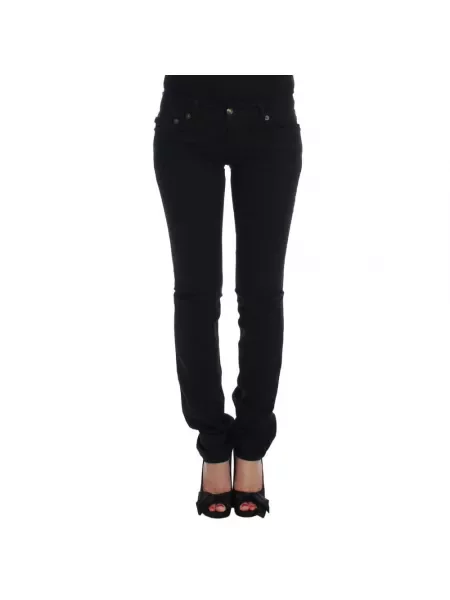 Skinny jeansy skinny Roberto Cavalli ze stretchu czarne