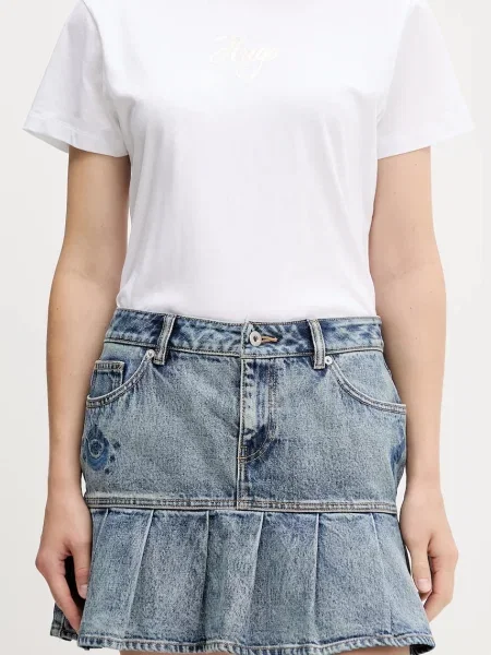 Hugo Blue fustă jeans mini evazați albastru