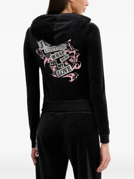 Bluza z kapturem Juicy Couture kopertowa czarna