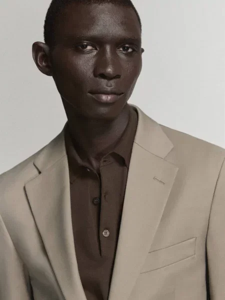 Marynarka garniturowa Milan slim fit norkowy Mężczyzna 50 MANGO MAN szary